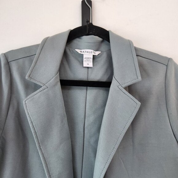Athleta Comfy Eastbound Blazer Jacket Sage Green Stretch Slouchy Women's 10 - Picture 5 of 7